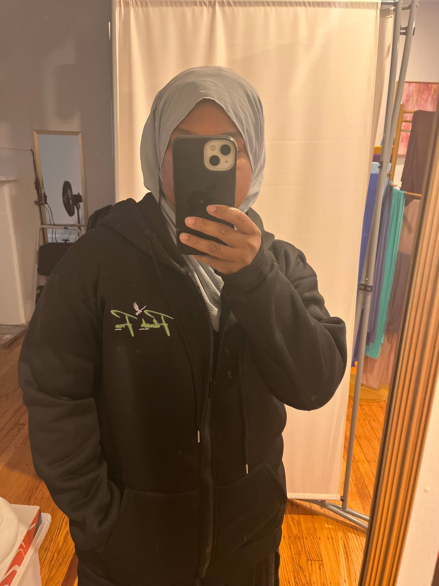 Full-zip drawstring hoodie