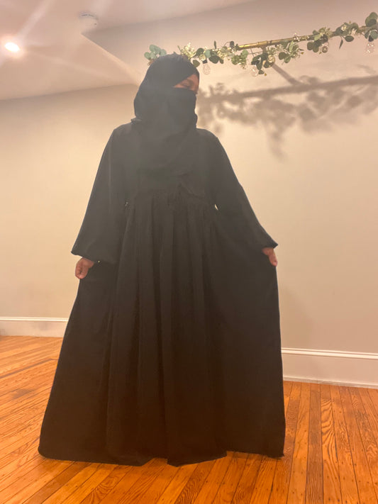 Hidden Zipper Abaya - Black Only