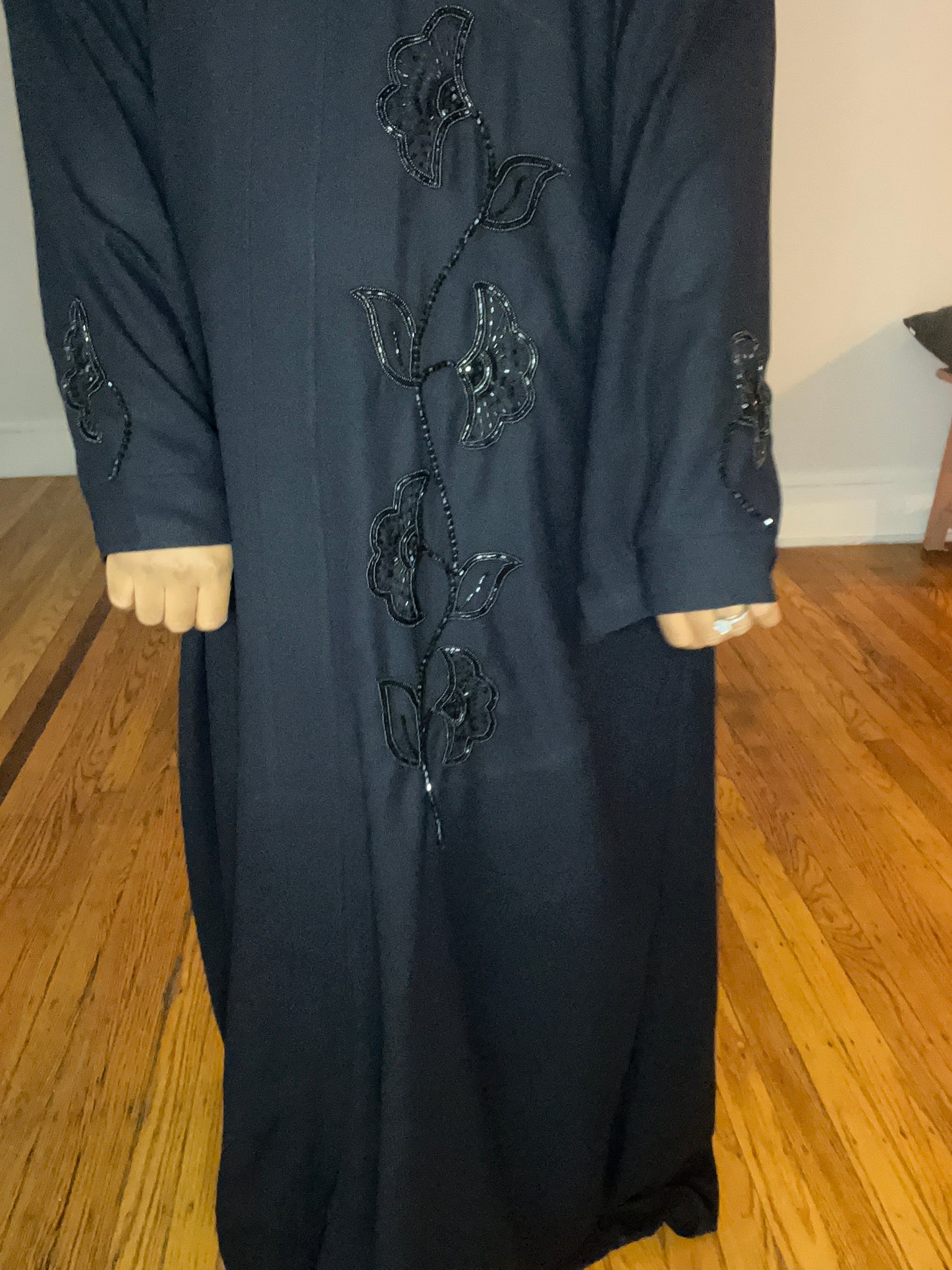 Crystal Handwork Abaya (Black)