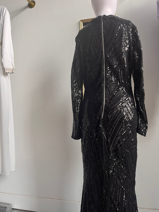 Black Sequin Evening Gown