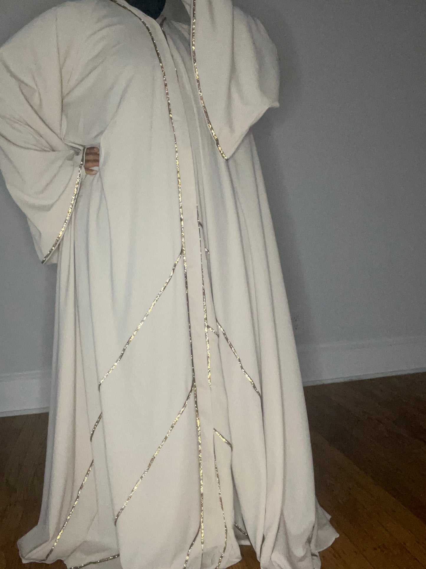 Cream & Gold Umbrella Abaya